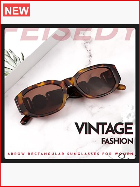 Retro 90s Small Rectangular Sunglasses with Metal Accents main image 6